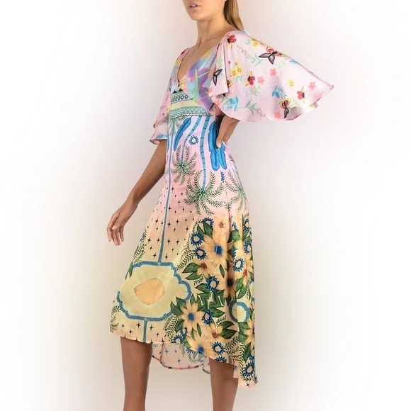 Oceanus Camille Satin Midi Dress Size XXL - Picture 3 of 16